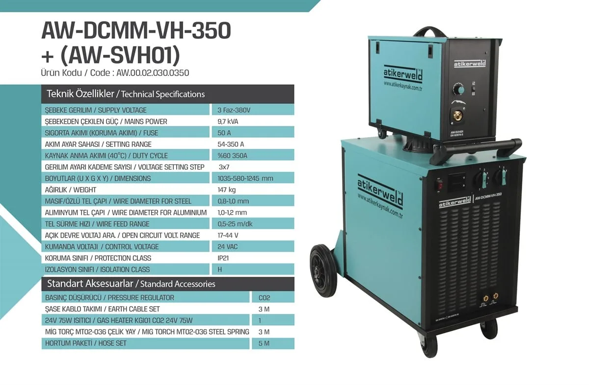 Atiker Gazaltı Kaynak Makinesi  AW-DCMM-VH 350 AMP