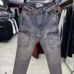 Baggy Fit Cepli Yikamali Mavi Kot Pantolon