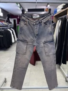 Baggy Fit Cepli Yikamali Mavi Kot Pantolon