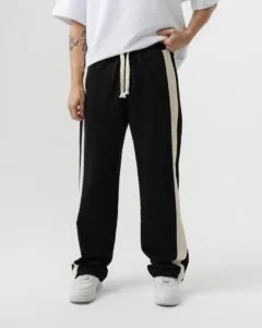 Baggy Fit Parçali Siyah Eşofman Alti