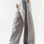 Baggy Fit Şeritli Gri Eşofman Alti
