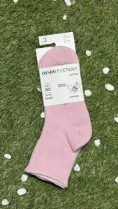 (3 Çift) Lazer Kesim Pembe Tenis Çorap