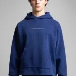 Minimal Yazi Lacivert Cropped Hoodie