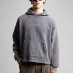 Minimal Yazi Gri Cropped Hoodie