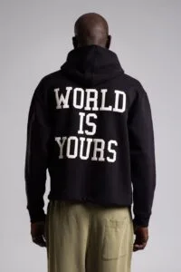 World Is Yours Fermuarli Siyah Hoodie