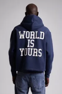 World Is Yours Fermuarli Lacivert Hoodie