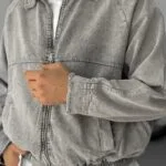 Polo Yaka Yikamali Gri Kot Ceket