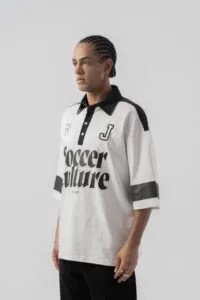 Jersey Soccer Polo Yaka Beyaz Tişört