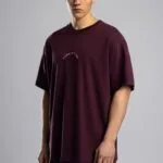 Yazi Nakişli Bordo Tshirt