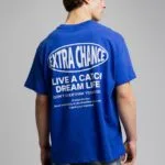 Extra Chance Baskili Mavi Tshirt
