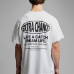Extra Chance Baskili Beyaz Tshirt