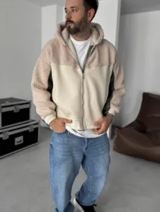 Peluş Krem Kapitone Mont