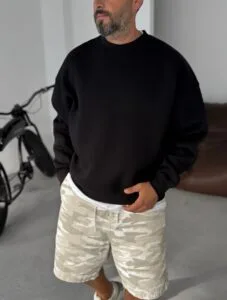 Basic Siyah Içi Polar Sweatshirt