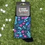 Çiçek Desen Mavi Soket Çorap