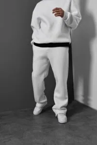 Baggy Fit Basic Ekru Eşofman Alti