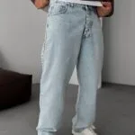 Baggy Fit Buz Mavi Kot Pantolon