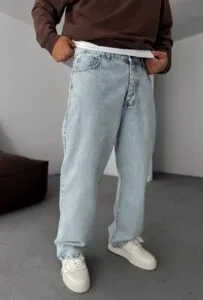 Baggy Fit Buz Mavi Kot Pantolon