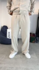 Baggy Fit Modal Kumaş Bej Pantolon