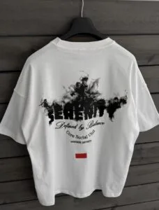 Serenity Baski & Nakişli Beyaz Tişört