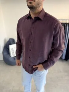 Modal Kumaş Bordo Gömlek