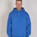 Basic Mavi Içi Polar Hoodie