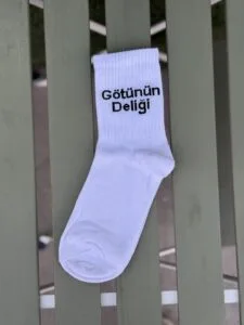 Kibris Götünün Deliği Yazili Tenis Çorap