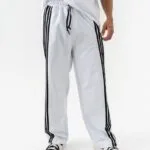 Baggy Fit Çizgili Beyaz Eşofman Alti
