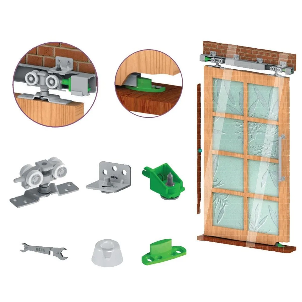 Mepa Sürme Kapı Rayı 2 M  (Aksam Dahil)  SKS 80CR+AL-80C