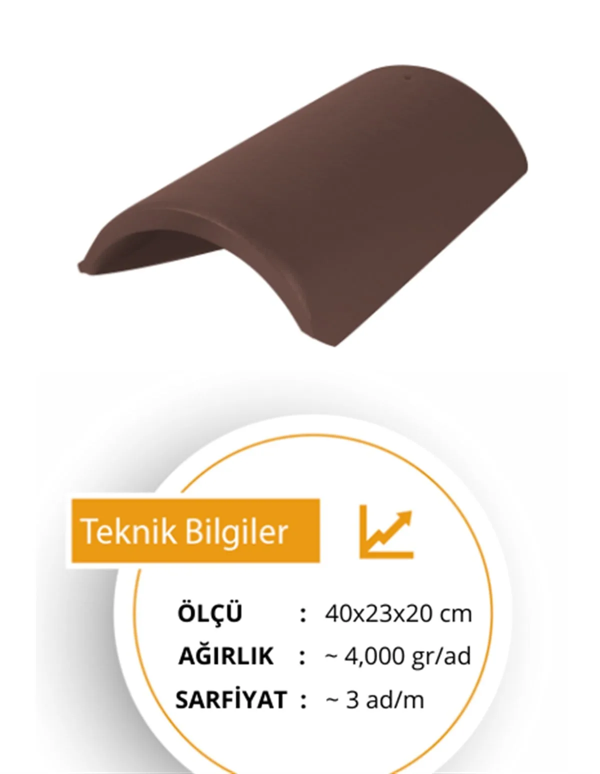 Max Güneş Mahya Beton Kiremit Koyu Kahve