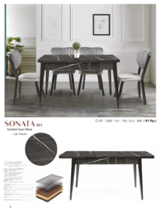 Kelebek Açılır Masa Sonata Lak Panel 130CMx75CMx80CM