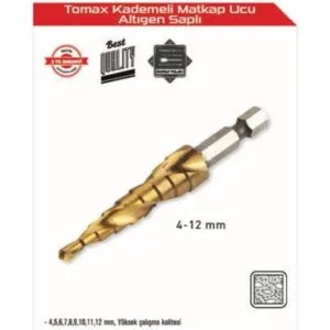 Tomax Kademeli Matkap Ucu Altıgen Saplı 4-12MM