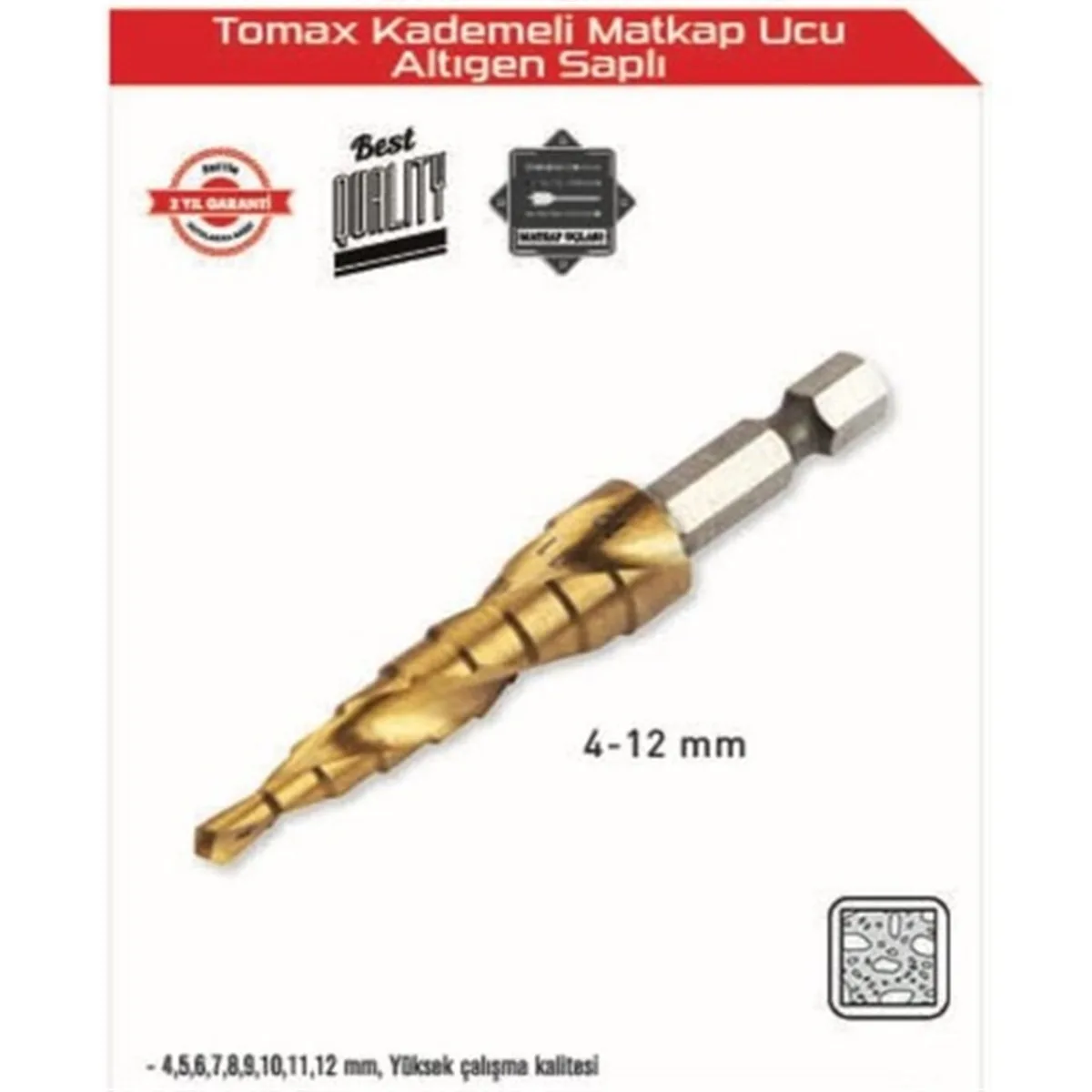 Tomax Kademeli Matkap Ucu Altıgen Saplı 4-12MM