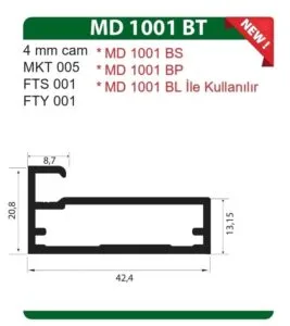 Üstün Çerçeve Kapak Profili 45mm 5.80 Metre