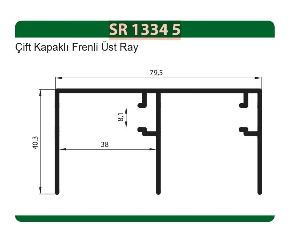 Üstün Dolap Üst Ray 5 Metre Krom