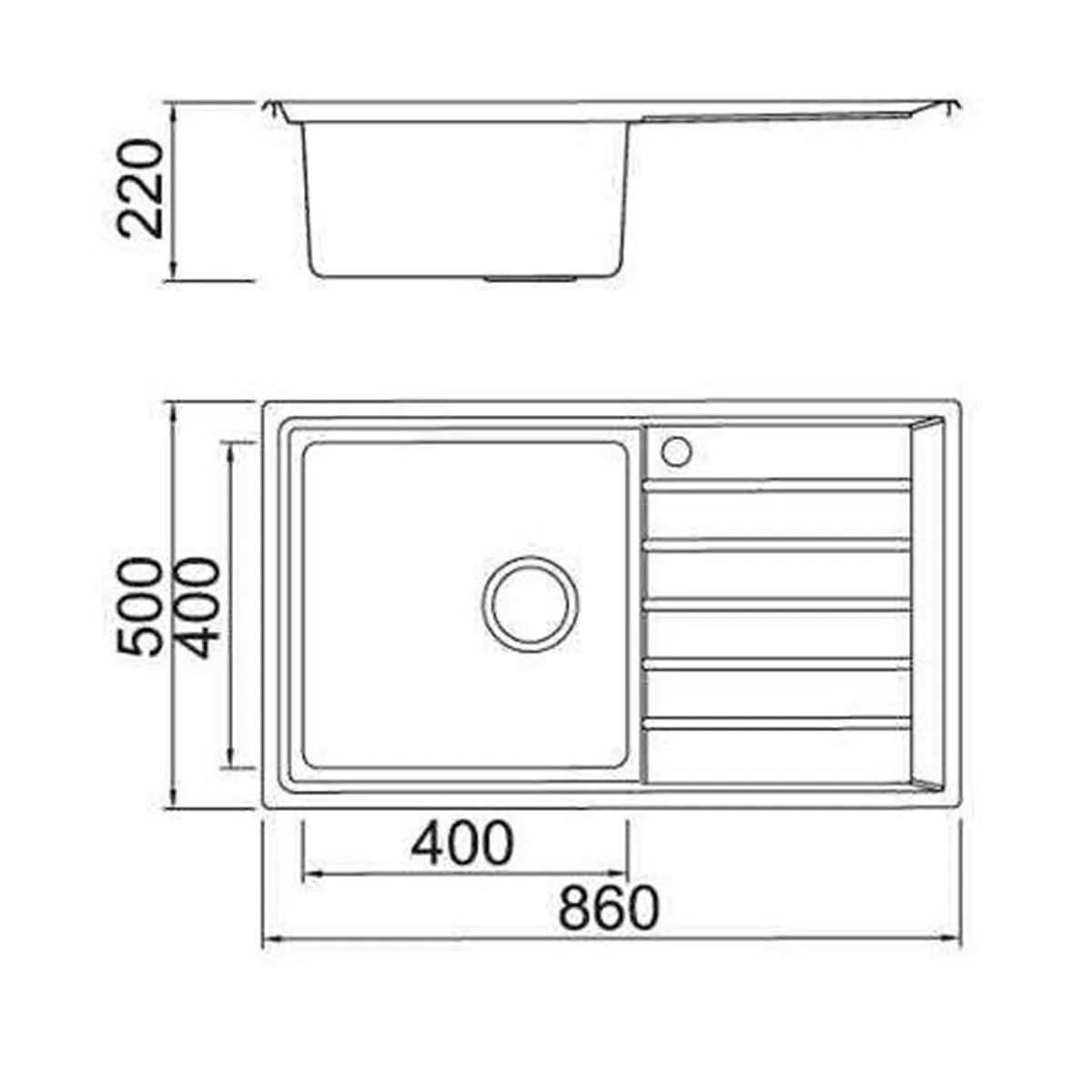 Bolang Çelik Evye Tek Göz Derinlik 21CM 86X50