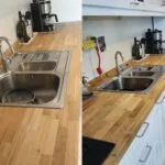 Doğal Ahşap Meşe Mutfak Tezgahı 65cmx4mt