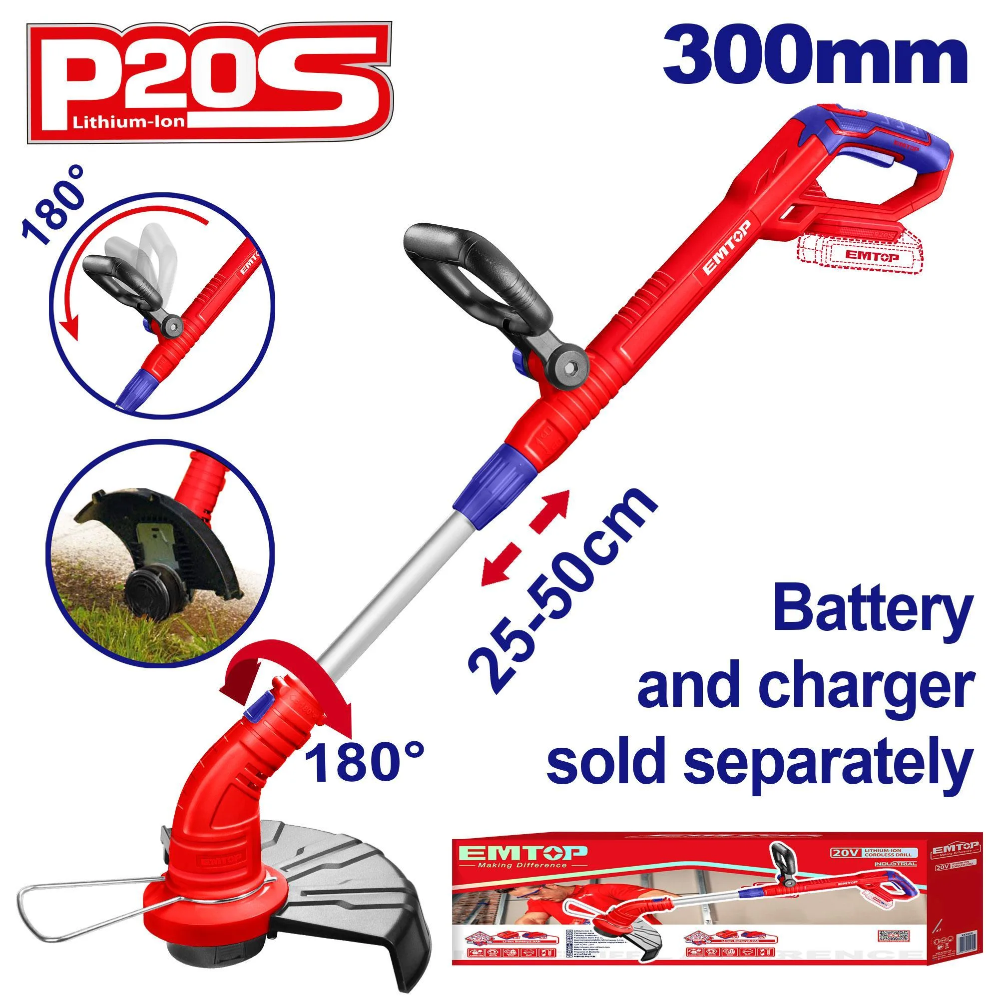 Emtop Akülü Ot Biçme Makinesi Misinali Kesme Çapı 3CM 20V (Sadece Alet)