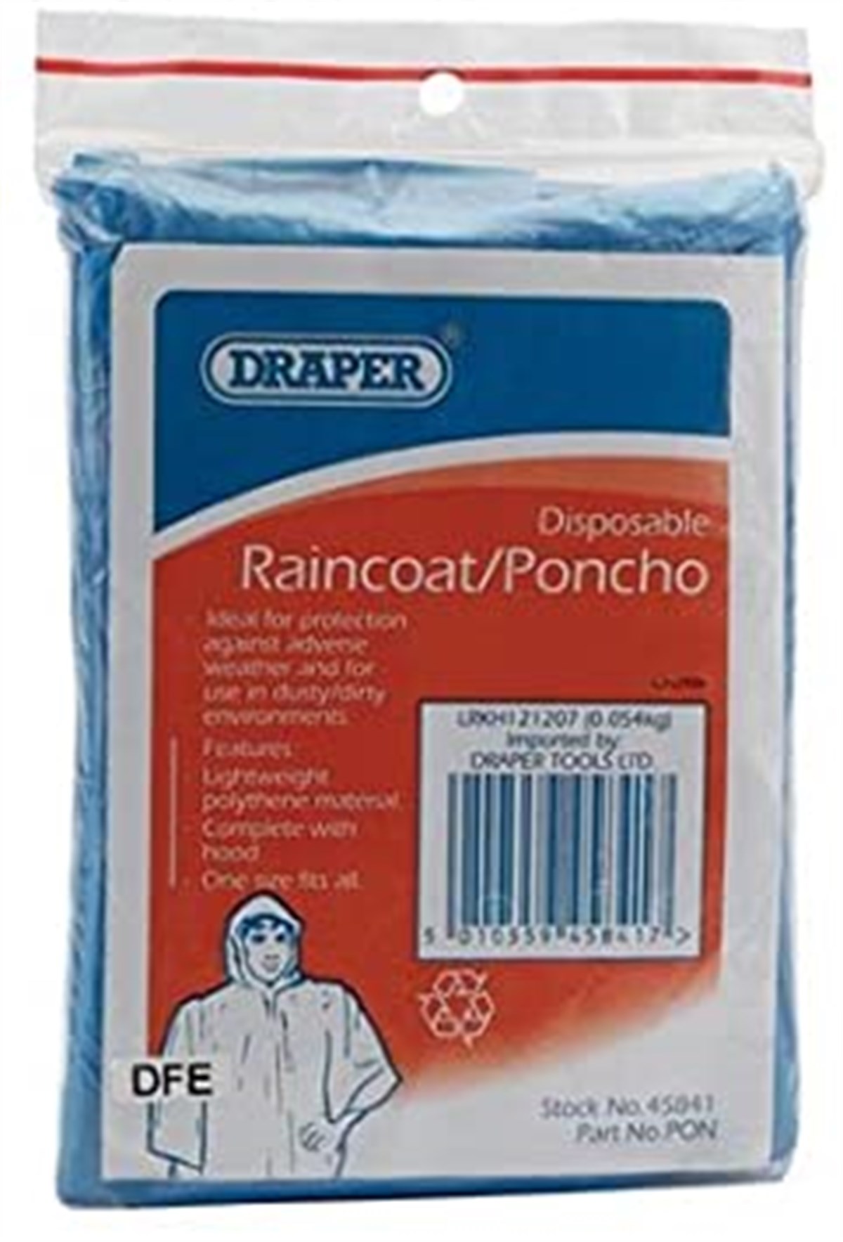 Draper Tek Kullanımlık Yağmurluk