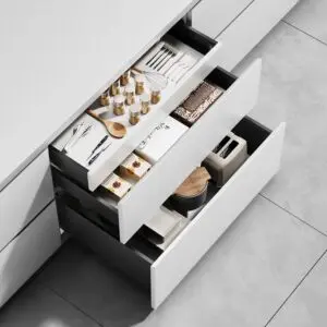Çekmece Rayı Tam Açılım Frenli Slim Box Gri