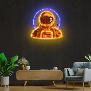 Astronot Amblemi Baskılı - Neon Tabela