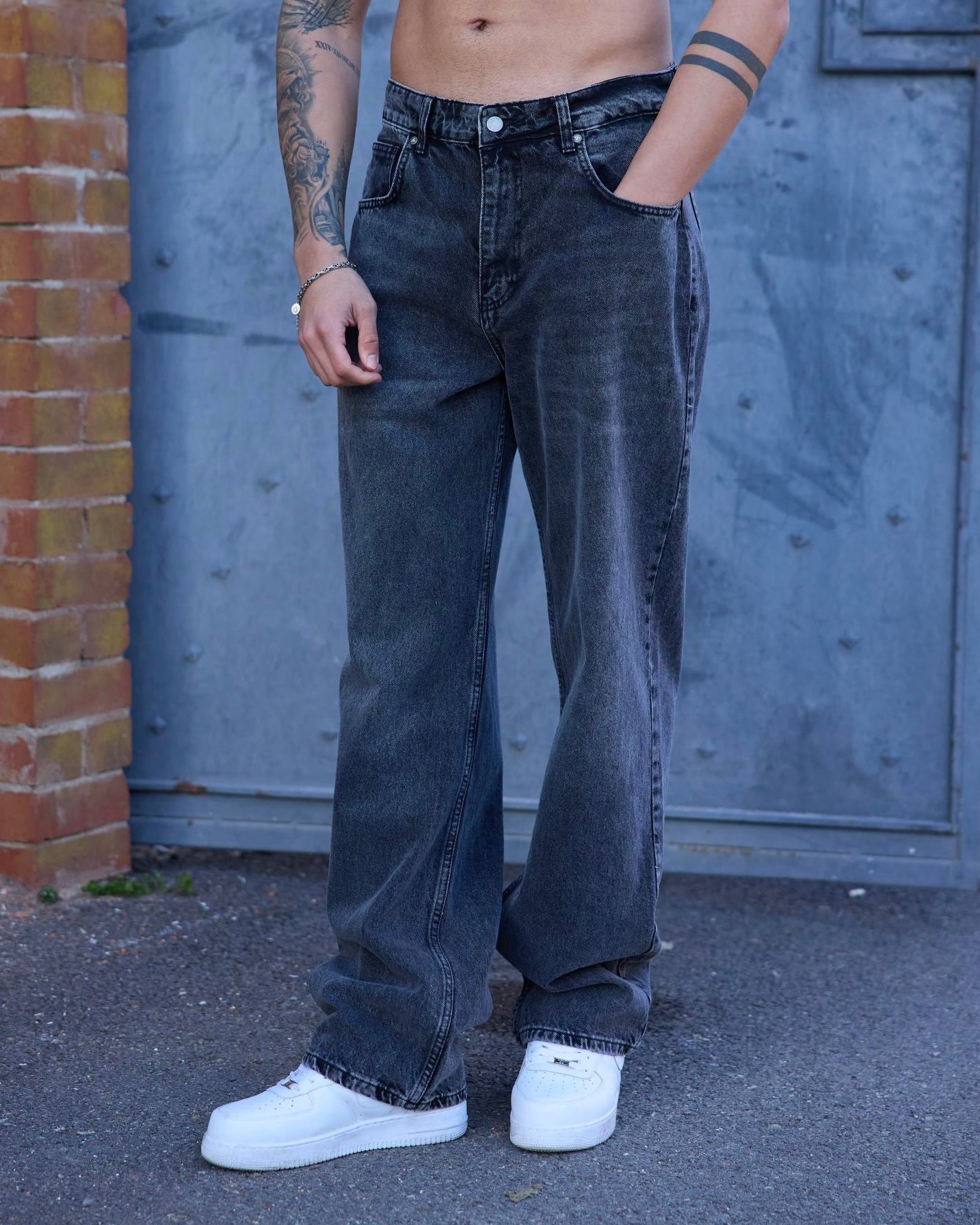 Baggy Fit Antrasit Kot Pantolon