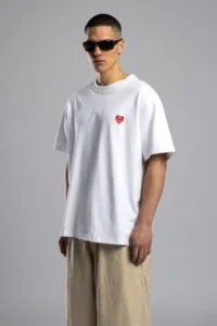 Now Open Kabartmali Beyaz Tshirt