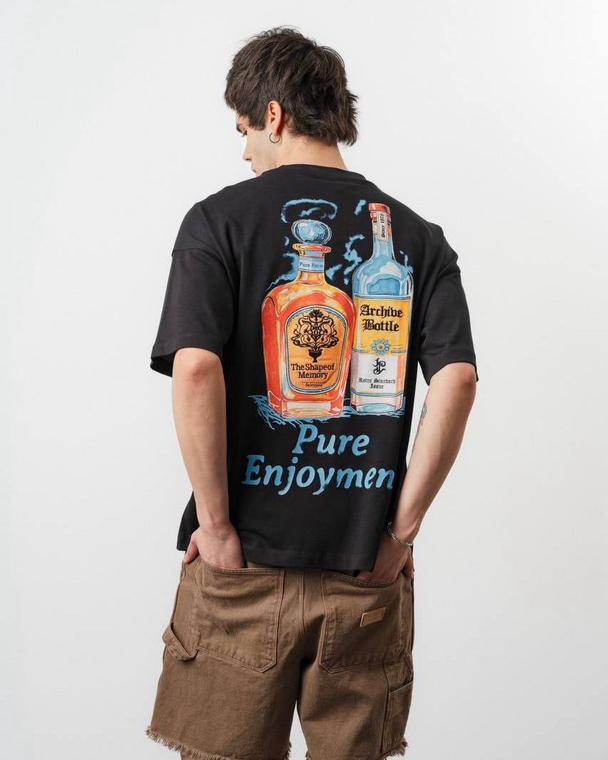 Içki Nakişli Siyah Tshirt