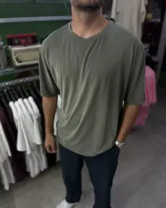 Oysho Kumaş Basic Yeşil Tshirt