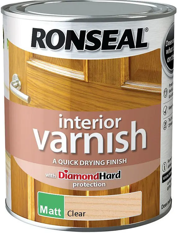 Ronseal® İç Mekan Verniği Hızlı Kuruyan Diamond Hard - Mat Şeffaf 0.75L