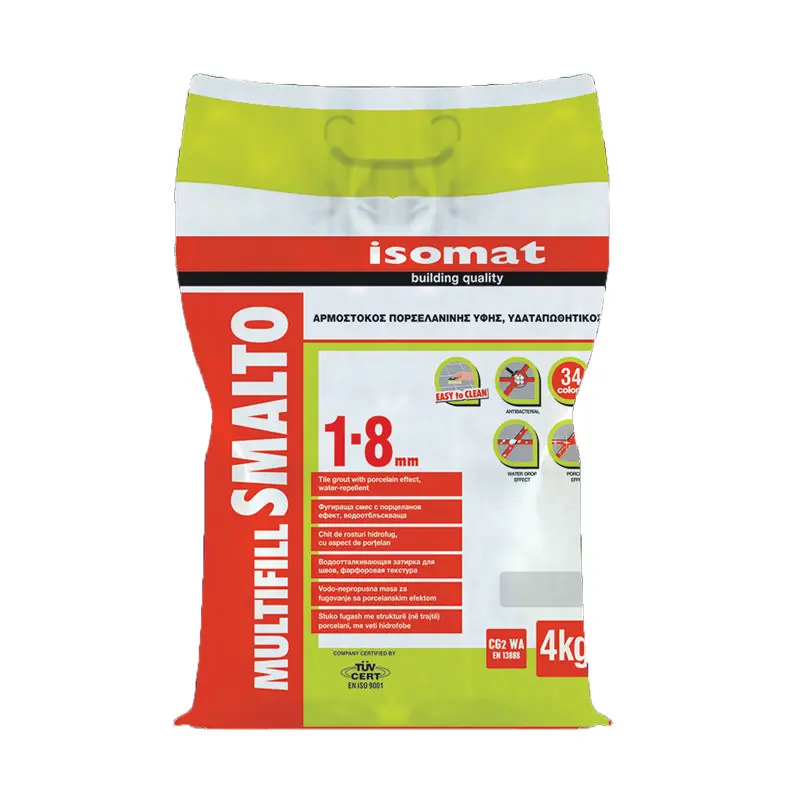 Isomat Smalto 1-8 Su İtici Fayans Derz Dolgusu Porselen Efektli Koyu Gri 4Kg