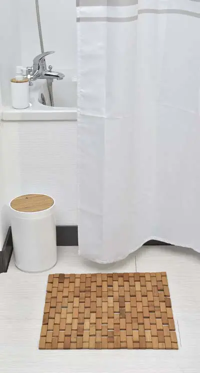 Tenda Banyo Paspası Kaymaz Izgara 45X45Cm Bambu