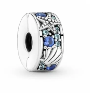 Pandora 791678C01 Charm Mavi Tropikal Deniz Yıldızı Ve Deniz Kabuğu Klips Charm