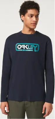 Oakley FOA404019 Locked In B1B Uzun Kollu Tişört Lacivert 6AC