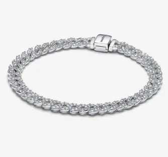 Pandora 593008C01 Bilezik Gümüş Pandora Timeless Pavé Küba Zincirli Bileklik